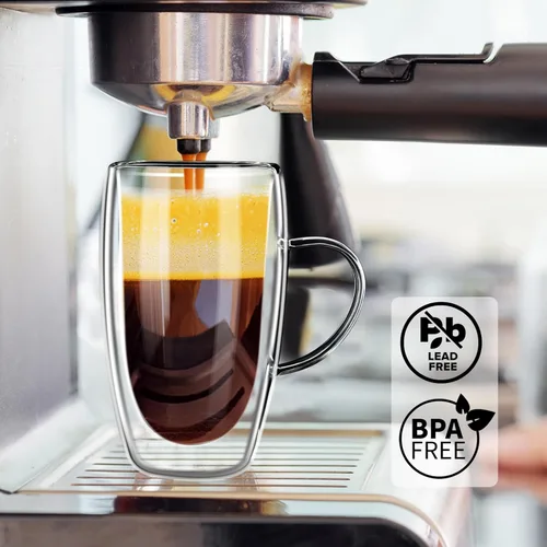 Vista 6 de PARACITY Tazas de café de vidrio de doble pared de 16 onzas con tapa