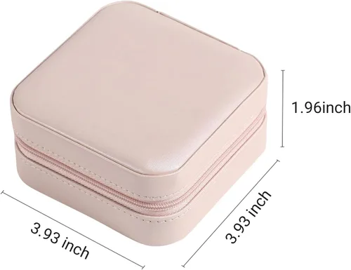 Vista 4 de Casegrace - Mini joyero portátil de viaje de cuero para joyas, organizador de anillos, caja de regalo para niñas y mujeres