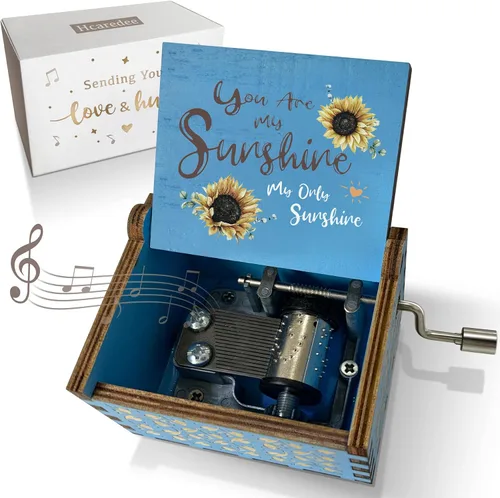 Vista 10 de Caja de música de madera, Can't Help Falling in Love con manivela grabada con láser, cajas musicales de madera vintage, regalo para amante, novia