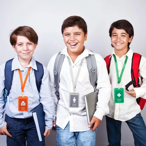 Vista 5 de Juego de 8 cordones de pasillo y pases escolares, juego de pases escolares de PVC irrompible, juego de pases escolares para profesores, biblioteca