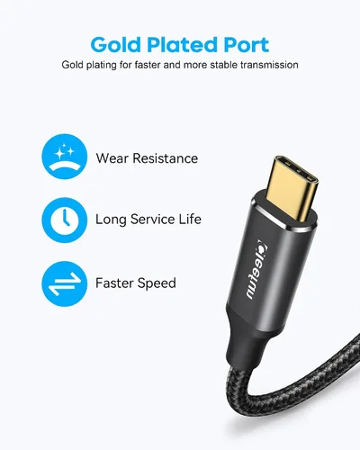 Vista 6 de CLEEFUN Cable de extensión USB-C, 1 pie, paquete de 1, USB-C macho a hembra, datos de 10 Gbps y sincronización de video 4K, carga rápida de 100 W