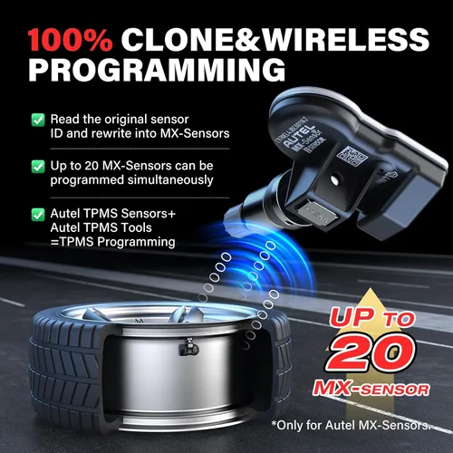 Vista 3 de Autel Juego de 4 sensores TPMS, sensor 1MX de 2 pulgadas 315 MHz + 433 MHz de frecuencia dual, sensor OEM de reemplazo 100% programable, funciona