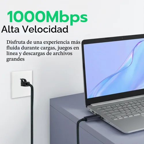 Vista 3 de Mcbazel Cable USB a Ethernet de 6.6 pies, USB 3.0 A a RJ45 macho de nailon, red LAN Gigabit conectada directamente, compatible con laptop, PC