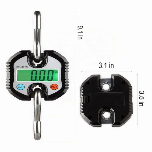 Vista 4 de Báscula colgante digital portátil resistente para grúa, 330.7 lbs, 300 libras, 2 pilas AAA (no incluidas) (negro)