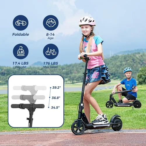 Vista 3 de ISINWHEEL Patinete Eléctrico para Niños de 6 a 14 años, Patinete Eléctrico Plegable para Niños de 200W/150W con 3 Velocidades (8/13/20 Km/h)