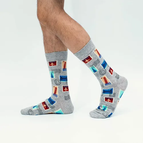 Vista 4 de Bonangel - Calcetines de vestir coloridos divertidos y artísticos para hombre