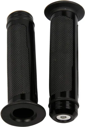 Vista 2 de Puños de gel para manillar negro con tapas de titanio compatibles con Kawasaki KLR650 1998