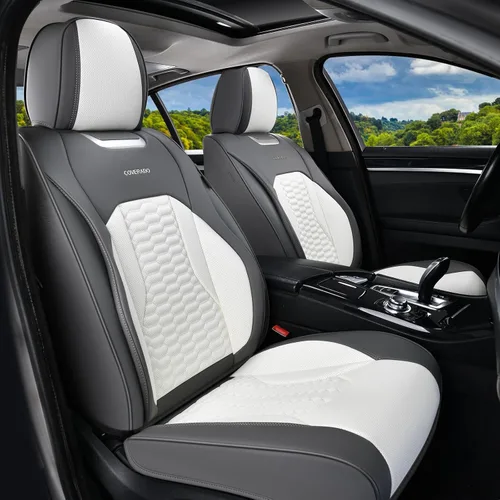 Vista 15 de Coverado - Fundas de asiento delantero de coche, fundas de asiento de cuero de lujo para automóviles, fundas de asiento de automóvil protectoras
