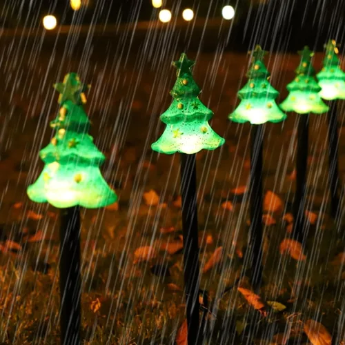 Vista 5 de FANFX Luces de Sendero Navideñas con Energía Solar, Luz Automática Impermeable para Paisaje, Decoración Navideña con Estaca, Luces LED para Senderos