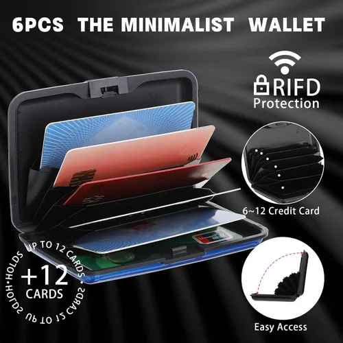 Vista 3 de 6 portatarjetas de crédito para tarjetas de crédito, cartera de aluminio con bloqueo RFID, protector de tarjetas de crédito, estuche pequeño