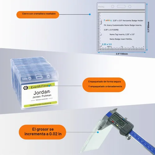 Vista 3 de Fushing 50 portatarjetas de identificación horizontales de plástico transparente