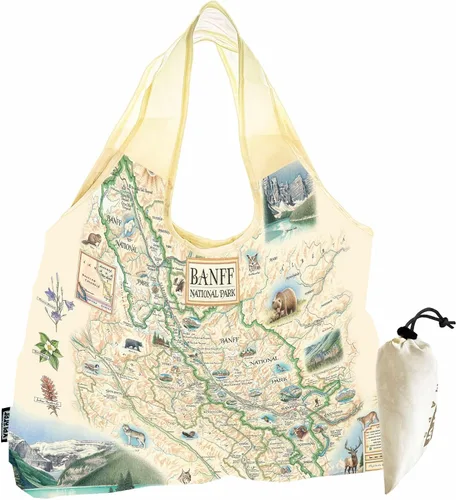 Vista 3 de Xplorer Maps Bolsa con asas – Bolsa de compras reutilizable para comestibles, plegable y lavable de nailon, resistente y compacta
