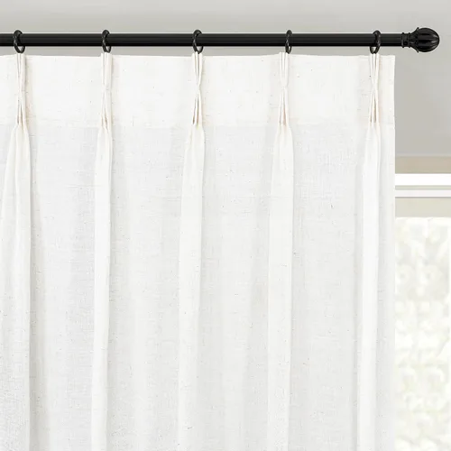 Vista 20 de DriftAway Cortinas plisadas de lino semitransparentes con textura de casa de campo sólidas y rústicas modernas para sala de estar y dormitorio, 2