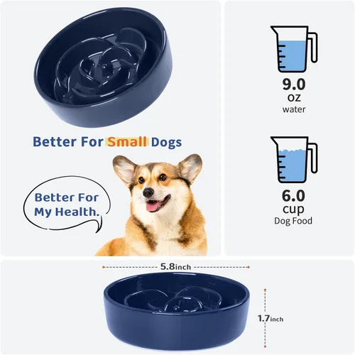 Vista 4 de Cuencos para perros de alimentación lenta para razas pequeñas Azul