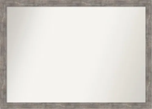 Vista 85 de Amanti Art Silver Bathroom Mirror for Over Sink, 26x45 Custom Made Marred Pewter Rectangle Vanity Mirror, Oversize Casual Wood Frame, Hangs Estaño