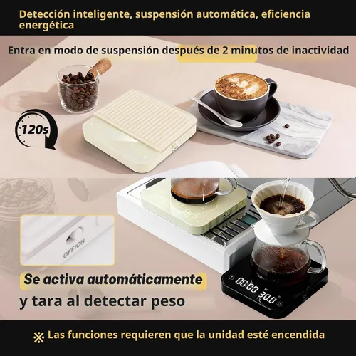 Vista 4 de ShanSon Mini báscula de café con temporizador, escala de espresso de alta precisión de 0.00 oz, báscula digital de cocina de 4.4 lbs/0.00 oz