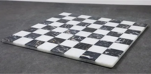 Vista 2 de Royal Chess Mall - Tablero de ajedrez de lujo de piedra de mármol sin bordes de 15 '' - Piedra blanca y negra