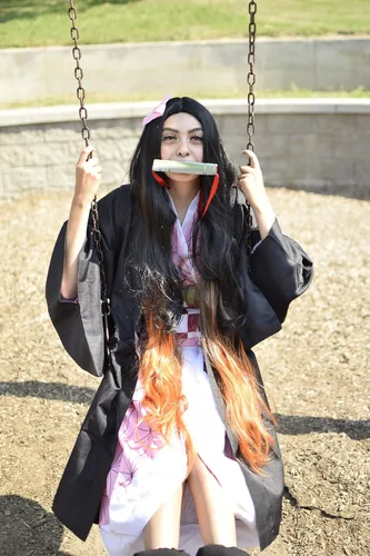 Vista 7 de DAZCOS Anime Nezuko - Disfraz de cosplay de Kamado Nezuko para mujer con boquilla para Halloween