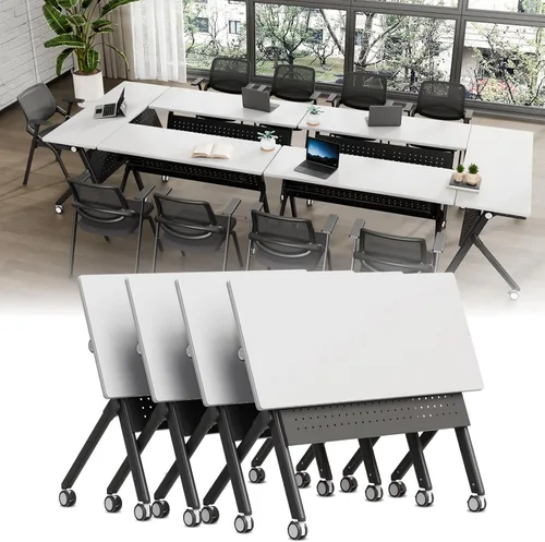 Vista 22 de Folding Conference Table with Wheels, Modular Foldable Conference Room Training Tables for Training Rooms, Flip Top Mobile Rolling Meeting Seminar