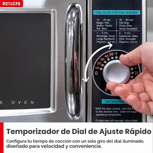 Vista 5 de Horno de microondas de alta resistencia con temporizador de dial, 1000 vatios, 120 voltios, talla única
