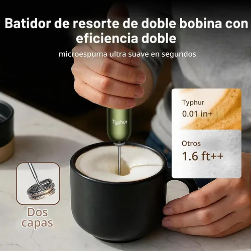 Vista 3 de InstaWhisk - Espumador de leche con velocidad variable, varita espumadora de café recargable con batidor doble desmontable, agitador eléctrico