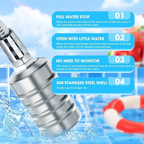 Vista 3 de Válvula de control de nivel de agua mejorada, válvula de flotador de control automático de nivel de agua inoxidable 304, válvula de flotador