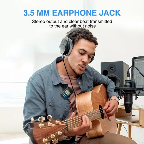 Vista 4 de LEKATO Metrónomo digital, mini metrónomo electrónico LCD recargable, voz humana, clip, 10 sonidos de ritmo, volumen ajustable, metrónomo M65