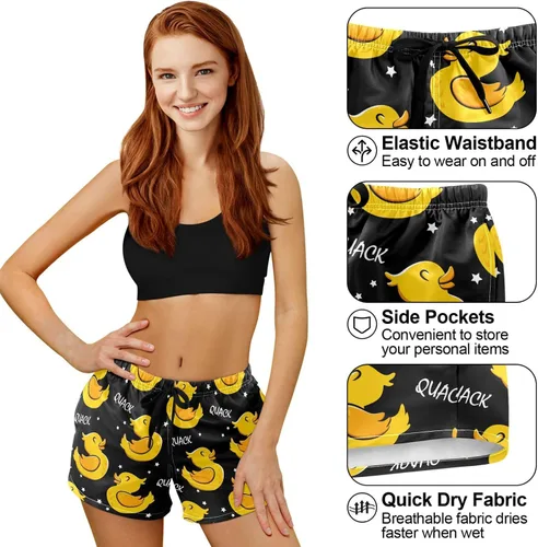 Vista 4 de visesunny Pantalones cortos de baño para mujer, diseño floral para playa