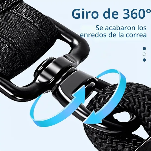 Vista 5 de Correa de cuerda para perros pequeños y medianos, sin enredos, con mosquetón de aluminio de aviación giratorio de 360° y bloqueo automático, correa