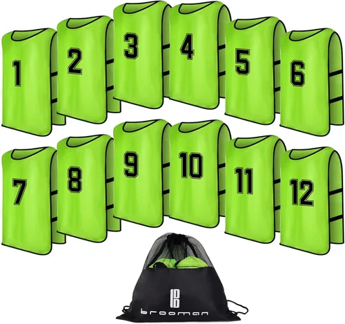 Vista 8 de brooman Scrimmage - Chaleco de entrenamiento para niños, jóvenes y adultos, camiseta de práctica de fútbol atlético (12 y 24 unidades)