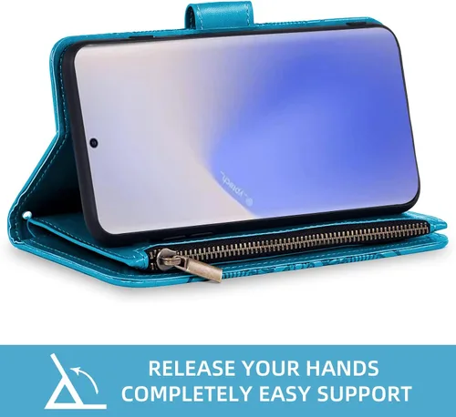 Vista 4 de Asuwish Funda de teléfono para Samsung Galaxy Note 20 Glaxay Note20 5G con protector de pantalla de vidrio templado y soporte para tarjeta de Azul