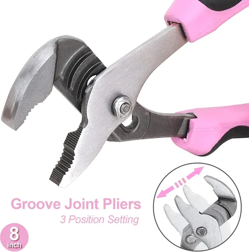 Vista 4 de FASTPRO Kit de herramientas rosa de 7 piezas, juego de herramientas para el hogar para mujeres, herramientas manuales básicas para mantenimiento