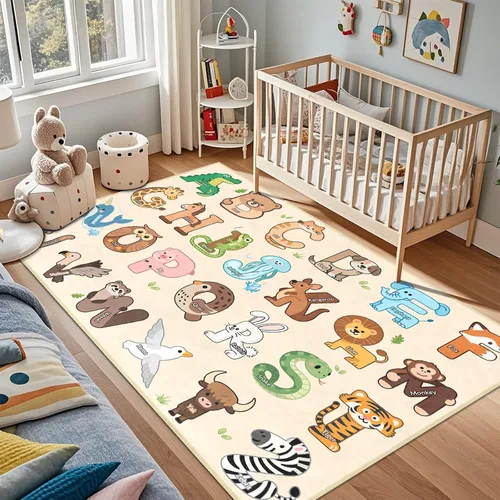 Vista 12 de Alfombras infantiles para sala de juegos, alfombra ABC de 2.5 x 4 pies para niños pequeños, alfombra de aprendizaje educativo, alfombra