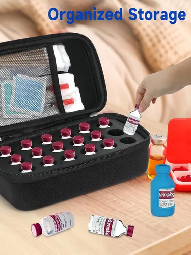 Vista 3 de LengKe Estuche de péptido de 18 ranuras para refrigerador, enfriador de insulina TravelCase para diabéticos estándar de 0.3 fl oz U-100 Viales, 0.3