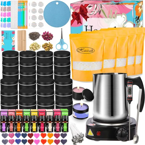 Vista 10 de Haccah Kit completo de fabricación de velas, suministros para hacer velas, kits de manualidades y manualidades para adultos, principiantes
