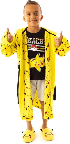 Vista 2 de Pokemon Bata de baño para niños y niñas Pikachu con orejas 3D