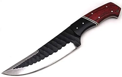 Vista 2 de Cuchillo Wild Turkey de hoja fija, acero al carbono, con funda de cuero
