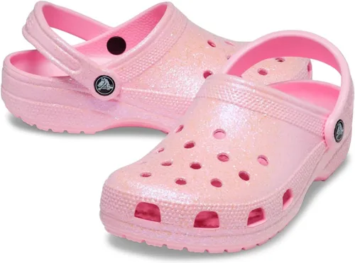 Vista 3 de Crocs Zuecos clásicos con purpurina unisex para adultos, Flamenco, 14, mujer/12, hombre
