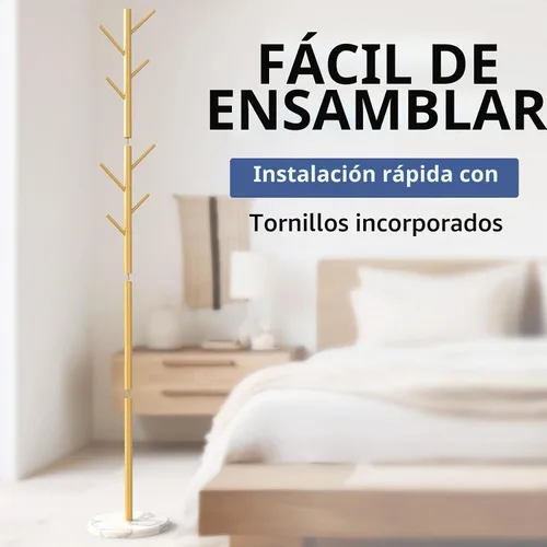 Vista 6 de Durmmur Perchero de Servicio Pesado con Base de Mármol Natural, Soporte de Abrigos de Metal Independiente con 8 Ganchos, Árbol Perchero Moderno