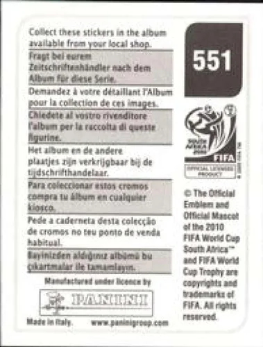 Vista 2 de Calcomanías de la Copa Mundial de la FIFA de Panini 2010 #551 Tiago Portugal - Adhesivo oficial de álbum de fútbol (2 pulgadas x 1.5 pulgadas)