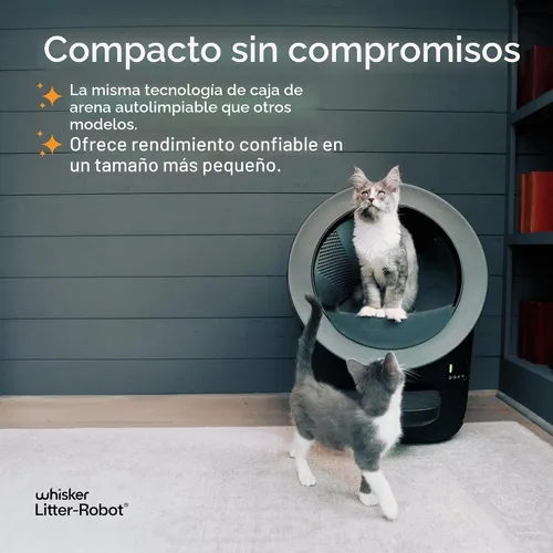 Vista 3 de Whisker Litter-Robot EVO Bundle - Caja de arena automática para gatos autolimpiante, diseño compacto que ahorra espacio, control avanzado de olores