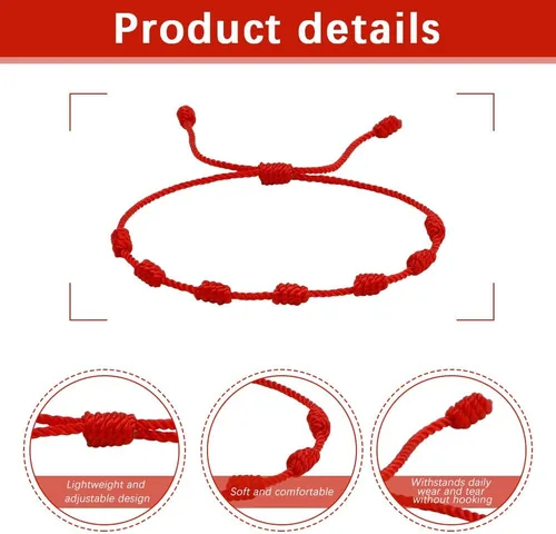 Vista 2 de Pulsera de protección con 7 nudos de protección, pulseras ajustables para mujer