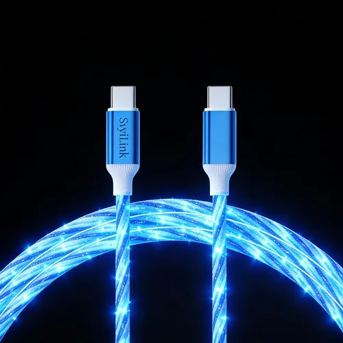 Vista 12 de Cable USB PD cargador rápido iluminado (USB 4 en 1 azul), soporta transferencia de datos, se puede utilizar como luz nocturna, longitud del cable