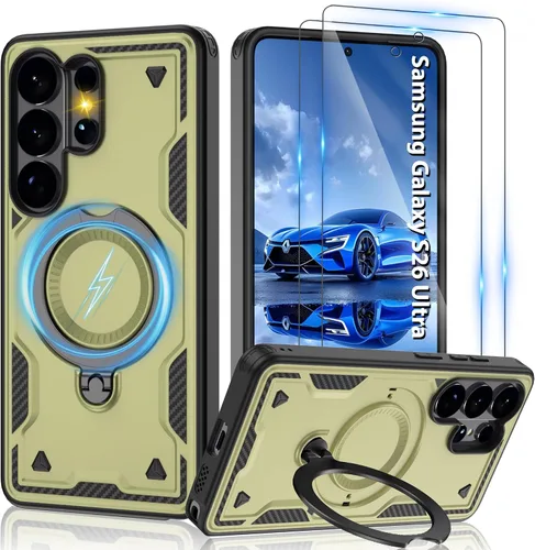 Vista 70 de Gritup fro Funda para Google Pixel 9A, funda protectora magnética de grado militar compatible con Mag-Safe, 2 protectores de pantalla HD, soporte