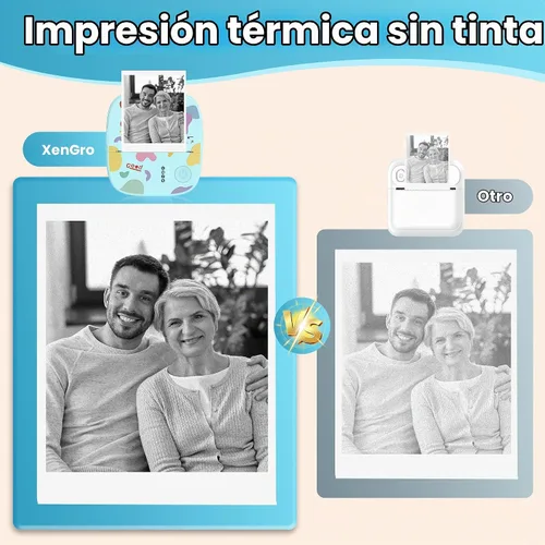 Vista 8 de Mini impresora portátil de calcomanías, mini impresora térmica con 3 rollos de papel, cápsulas de impresión sin tinta Bluetooth, etiquetadora