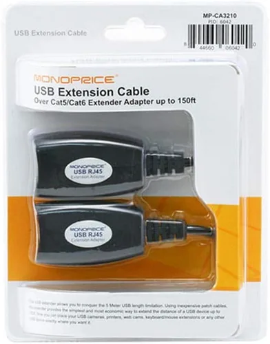 Vista 2 de Monoprice Extensor USB sobre conexión CAT5E o CAT6 hasta 150 pies