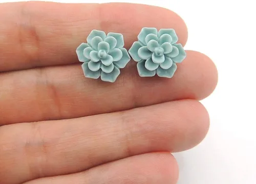 Vista 3 de Aretes hipoalergénicos de suculentas Pretty Smart para orejas sensibles