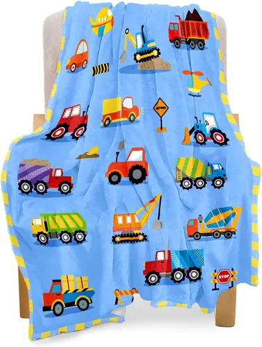 Vista 10 de BOOPBEEP Manta de construcción para niños y niñas, manta ligera para bebés, niños, linda manta suave y pequeña para automóvil, cómoda manta