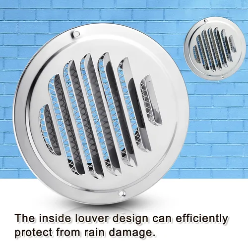 Vista 4 de Zonon 1 pieza de rejillas de ventilación de sofito de acero inoxidable de 4 pulgadas, cubierta de ventilación redonda para secadora con pantalla