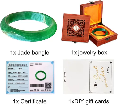 Vista 4 de Pulsera de jade birmano natural con jadeíta verde completo para mujer, caja de joyería de regalo con certificado, Jade